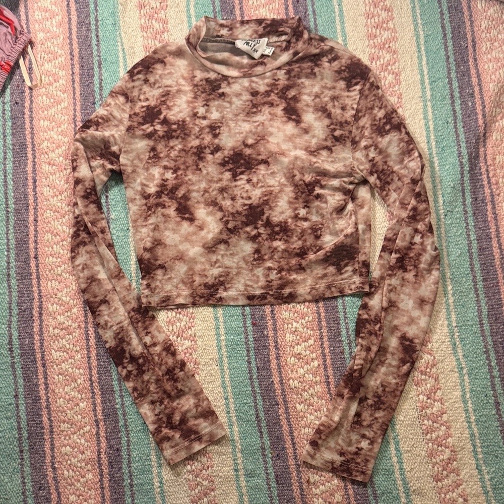 Princess Polly Brown Tie-Dye Long Sleeve Semi-Sheer Too